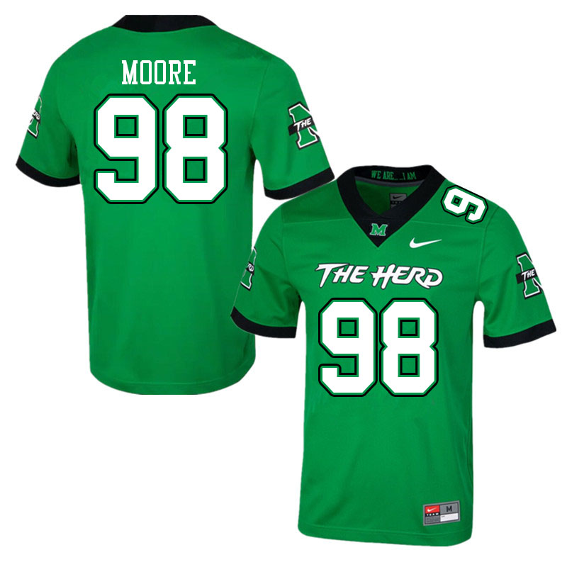 Men #98 Charles Moore Marshall Thundering Herd College Football Jerseys Sale-Green - Click Image to Close